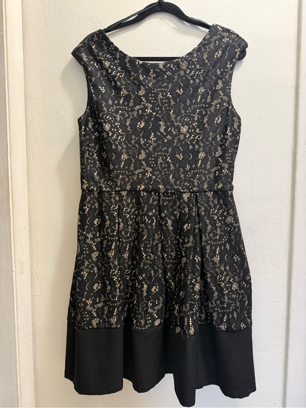 Tiana B. Black and Gold Lace Dress